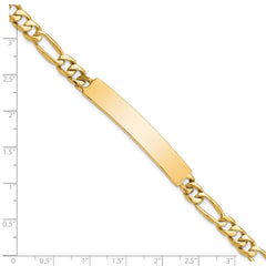 14k Hand-polished Solid Chain/Solid Plate Figaro Link 44x8.5mm Plate 8 inch ID Bracelet
