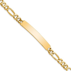 14k Figaro ID Bracelet Plate (Per Inch) - 2