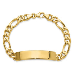 14k Hand-polished Solid Chain/Solid Plate Figaro Link 47x9mm Plate 8 inch ID Bracelet