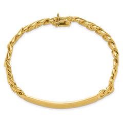 14k Hand-polished Solid Chain/Solid Plate Curb Link 44x9mm Plate 8 inch ID Bracelet