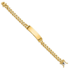 14k Hand-polished Solid Chain/Solid Plate Curb Link 44x12mm Plate 8 inch ID Bracelet