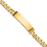 14k Hand-polished Solid Chain/Solid Plate Curb Link 44x12mm Plate 8 inch ID Bracelet