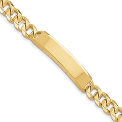 14k Hand-polished Curb Link ID Bracelet Plate (Per Inch)