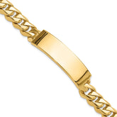 14k Hand-polished Solid Chain/Solid Plate Curb Link 48x14mm Plate 8 inch ID Bracelet