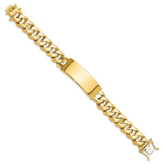 14k Hand-polished Solid Chain/Solid Plate Heavy Curb Link 48x18mm Plate 8.5 inch ID Bracelet
