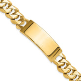 14k Hand-polished Solid Chain/Solid Plate Heavy Curb Link 48x18mm Plate 8.5 inch ID Bracelet