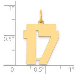 14k Medium Polished Number 17 Charm - 2