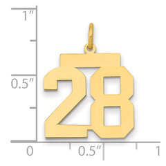 14k Medium Polished Number 28 Charm - 2