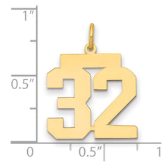 14k Medium Polished Number 32 Charm - 2