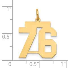 14k Medium Polished Number 76 Charm