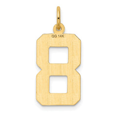 14k Large Brushed Diamond-cut Number 8 Charm