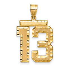 14k Large Brushed Diamond-cut Number 13 Charm