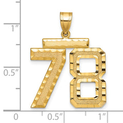 14k Large Brushed Diamond-cut Number 78 Charm
