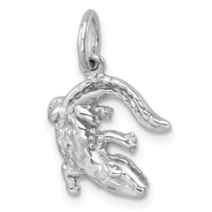 Sterling Silver Rhodium-plated Polished Curled Gator Pendant