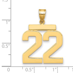 14k Large Polished Number 22 Charm