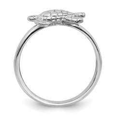 Sterling Silver Rhodium-plated Polished Turtle Ring - 2