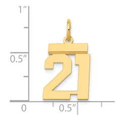 14k Small Polished Number 21 Charm