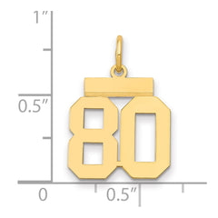 14k Small Polished Number 80 Charm
