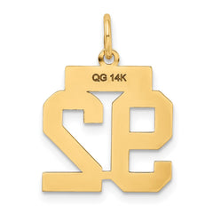 14k Small Polished Number 92 Charm