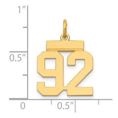 14k Small Polished Number 92 Charm