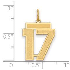 14k Medium Satin Number 17 Charm