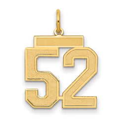 14k Medium Satin Number 52 Charm
