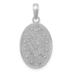 14k White Gold Miraculous Medal Pendant - 3