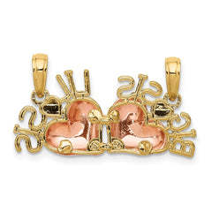 14k Two-tone w/White Rhod BIG SIS-LIL SIS Break-a-part Pendant