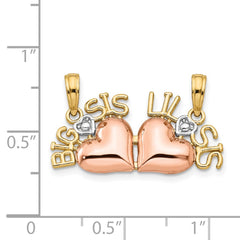 14k Two-tone w/White Rhod BIG SIS-LIL SIS Break-a-part Pendant