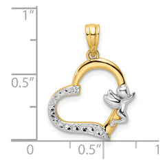14k & White Rhodium Cherub on Heart Pendant