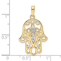 14k & White Rhodium D/C Evil Eye Hamsa Pendant - 3