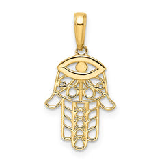 14k & White Rhodium D/C Evil Eye Hamsa Pendant - 2