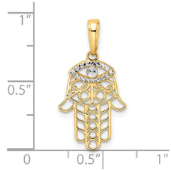14k & White Rhodium D/C Evil Eye Hamsa Pendant - 2