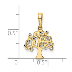 14k and White Rhodium Diamond-cut Tree of Life Pendant - 3