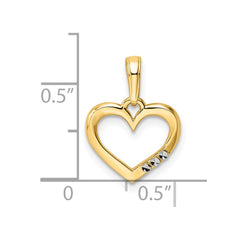 14k and White Rhodium Diamond-cut Heart Pendant - 2