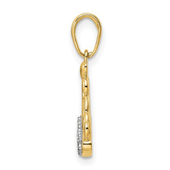 14k and White Rhodium Diamond-cut Crown Pendant - 5