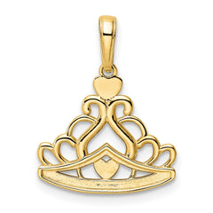 14k and White Rhodium Diamond-cut Crown Pendant - 5