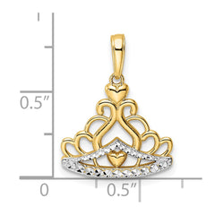 14k and White Rhodium Diamond-cut Crown Pendant - 5