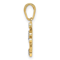 14k and White Rhodium Diamond-cut Crown Pendant - 4