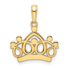 14k and White Rhodium Diamond-cut Crown Pendant - 4