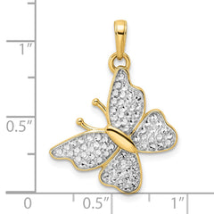 14k and White Rhodium Diamond-cut Fancy Butterfly Pendant - 2