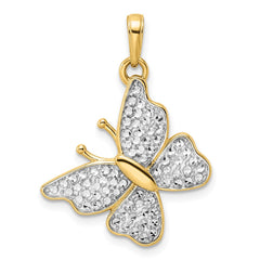 14k and White Rhodium Diamond-cut Fancy Butterfly Pendant - 2