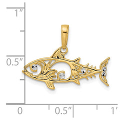 14k and White Rhodium D/C Fish Pendant - 2