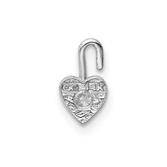 14k White Gold April Synthetic Birthstone Heart Charm