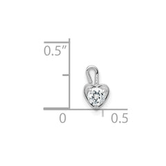 14k White Gold April Synthetic Birthstone Heart Charm