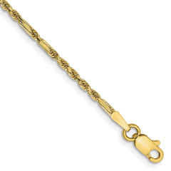 14K 9 inch 1.8mm Diamond-cut Milano Rope with Lobster Clasp Chain