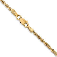 14K 18 inch 2.25mm Diamond-cut Milano Rope with Lobster Clasp Chain