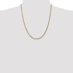 14K 22 inch 2.5mm Diamond-cut Milano Rope with Lobster Clasp Chain