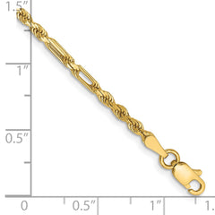 14K 7 inch 2.5mm Diamond-cut Milano Rope with Lobster Clasp Chain