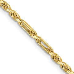 14K 16 inch 2.5mm Diamond-cut Milano Rope with Lobster Clasp Chain